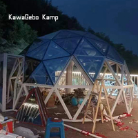 Kawagebo Kamp 6M Verre Fête Salon Luxe Camping En Plein Air Glamping Igloo Hôtel Serre Rougeoyant Dôme Géodésique Tente Maison