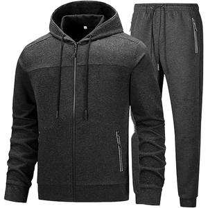 100% Polyester Fleece Hoodie Fabric <b>Plain</b> <b>Tracksuits</b> Sets Your Own Logo Sports Sweat suits for Men - Product Image 1
