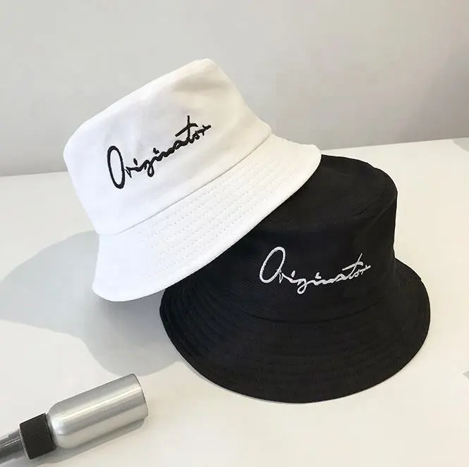 Etiqueta personalizada diseñador marca bordado Logo Denim pesca senderismo Unisex sombrero de cubo en blanco con su propio logotipo