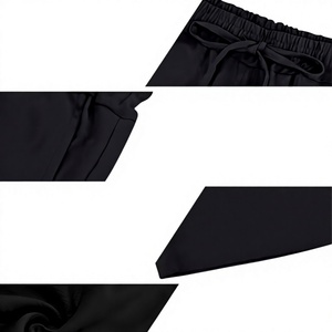 Men Solid Black Hooded Button-Up Shirt Set Short Sleeve Knitted Breathable Polyester/Cotton Quick Dry Casual Summer Outfit - Product Image 5