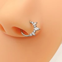 Anting Titanium Zirkon G23 Perhiasan Tindik Hidung Cincin Tulang Rawan Telinga Aksesoris Tindik Tubuh Grosir Berlapis Elektro Bulat