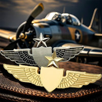 Badge de revers 3D en métal personnalisé pour pilote de vol, motif aile, accessoire d'uniforme scolaire d'aviation, look d'honneur