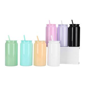Vaso de plástico de pared simple con aislamiento al vacío de 16oz de color neón en blanco para envolturas UV DTF - Product Image 3