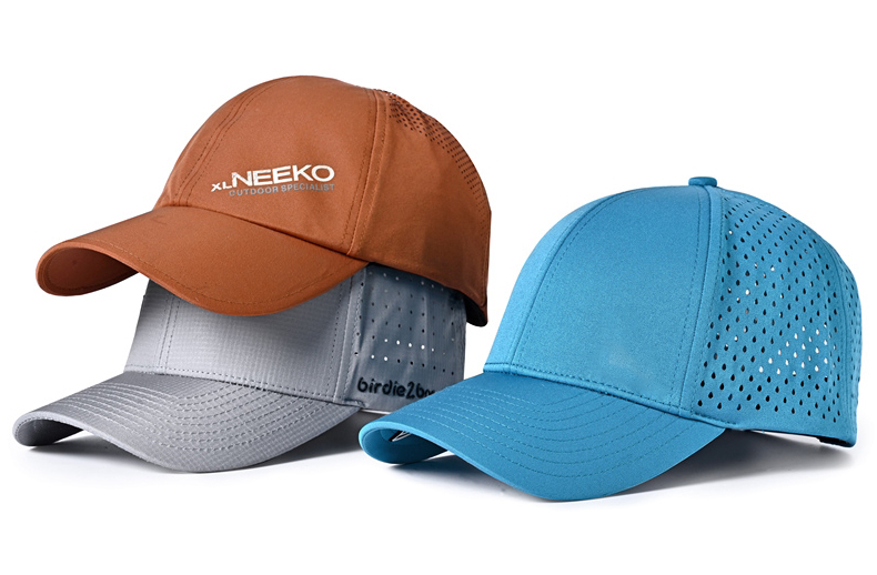 Summer 56cm Embroidery Baseball Caps OEM Leisure Laser Cut Hole Sport Hats