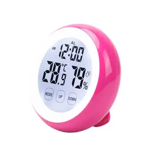 带湿度计婴儿室室内温度湿度计闹钟可触摸设置屏幕