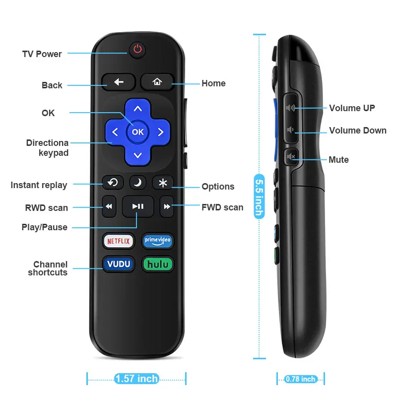 Controle remoto universal Roku Hisense para smart TVs, compatível com todos, RC280 RC282