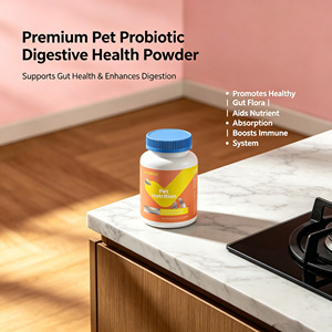 Poudre prébiotique et probiotique 3 en 1 pour animaux de compagnie avec enzymes digestives, complément alimentaire pour la santé intestinale des chats et des chiens - Product Image 1
