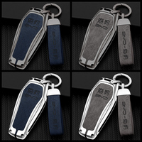 Étui de protection pour clé de voiture en alliage de zinc et cuir de haute qualité pour BYD Atto 3 Han EV Dolphin, accessoires de porte-clés à 4 boutons