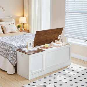 Propre usine meubles de maison boîte de rangement de jouets en bois <span class=keywords><strong>coffre</strong></span> à jouets <span class=keywords><strong>blanc</strong></span> avec charnière de sécurité salon <span class=keywords><strong>et</strong></span> banc de rangement - Product Image 1