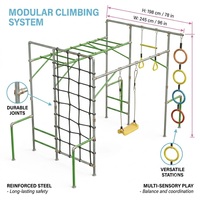 Red de Cuerdas para Escalar Tipo Monkey Bar, Columpio, Trapecio y Anillo para Niños Pequeños, Gimnasio al Aire Libre, Jardín, Preescolar y Jardín de Infancia