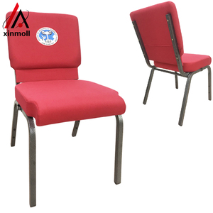 Chaise de culte en métal rouge avec logo personnalisé et poche arrière dans un cadre argenté, prix de gros - Product Image 6