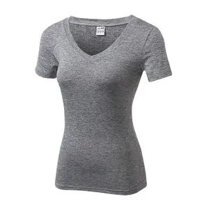 เสื้อยืดแขนสั้นคอวีสำหรับผู้หญิงเสื้อยืดออกกำลังกายวิ่งฟิตเนส2023เสื้อยืดออกแบบได้ตามต้องการ