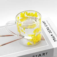 Tasse à café en verre à double paroi isolée en borosilicate de 250ml avec fleurs sèches