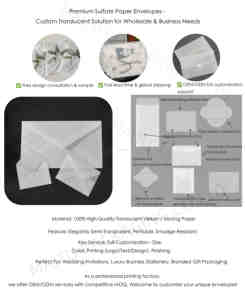 <span class=keywords><strong>Service</strong></span> d'impression d'enveloppes en papier vélin personnalisées en gros, design élégant translucide pour les invitations de mariage avec sceau - Product Image 3