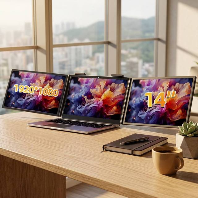 Eimio Wholesale 14 '' Portable Monitor for Laptop Triple Monitor Portable Monitor Triple Screen Monitor Laptop Screen Extender