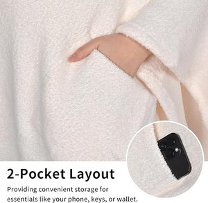 Couverture portable d'usine ultra douce en fil de plume, châle avec poches, couverture moelleuse, couverture TV pour adultes et adolescents - Product Image 3