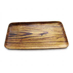 Juego de 2 bandejas rectangulares de madera de teca natural / Bandeja de desayuno de madera hecha a mano / Plato de sushi minimalista - Product Image 1
