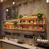 Étagère murale moderne en fer forgé pour bouteilles de vin, avec éclairage détachable, pour restaurant, bar, maison, meuble de rangement pour vin et bière
