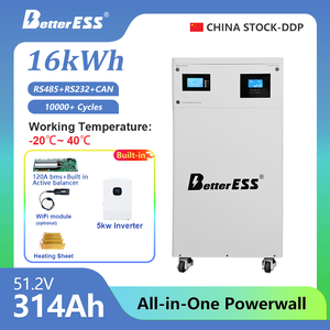 4nrgy Pl-16kwh+5KW 51.2V 314Ah Sistema de Almacenamiento de Energía (ESS) Todo en Uno + BMS de 120A + Balanceador Activo Integrado + Módulo WiFi + Lámina de Calefacción DDP Libre de Impuestos - Product Image 1