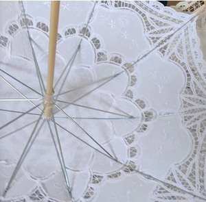 白色蕾丝工艺新娘伞小孩迷你装饰伞道具白色象牙蕾丝阳伞新娘结婚伞 - Product Image 4