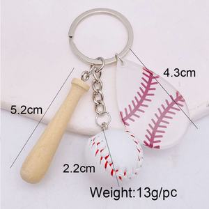 Mini Baseball Softball Simulation Keychain 3 Styles Plated Wood Sports Souvenir Diamond-Plated Diamond Sports Charms Jewelry - Product Image 6