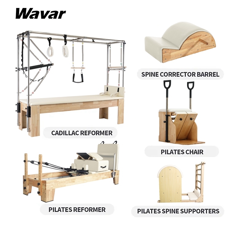 Professional Wood Pilates Reformer Set – Balanced Pilates Machine Bed & Chair for Yoga, Full Body Fitness, Home Gym & Studio Training - View 2