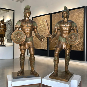 Su misura all'aperto decorato antico stile greco romano a grandezza naturale Cast bronzo statua del guerriero greco scultura - Product Image 3