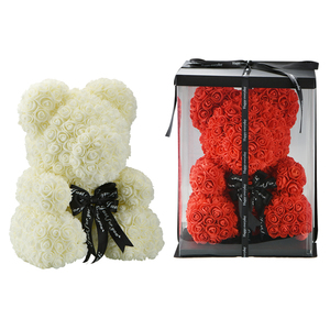 Manufacturers Wholesale Rose Bear Gift Box Eternal Flower Rose Bear In Transparent Acrylic Gift Box