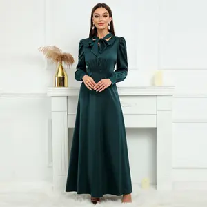 2023 wholesale new model fournisseur fashionable printed dark green abaya women muslim dress islamic clothing doubai