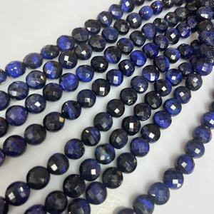 Oeil de tigre <span class=keywords><strong>bleu</strong></span> 10mm disque rond à facettes cristal agate ronde Double tortues visage perles de pierre environ: 380mm/str - Product Image 3