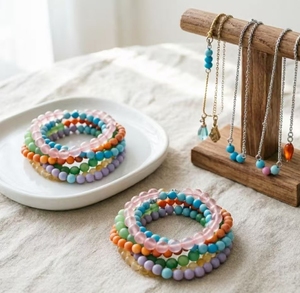 Collana di Perle in Pietra Naturale 8-10mm, Collana di Perle Rotonde Colorate, <span class=keywords><strong>Gioielli</strong></span> in Acciaio Inossidabile PVD, Regalo per Donne - Product Image 5