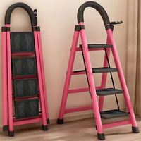 Escalera Plegable de 4 Peldaños, Resistente, Antideslizante, Resistente al Óxido, Taburete Metálico Robusto para Almacén, Hogar y Taller