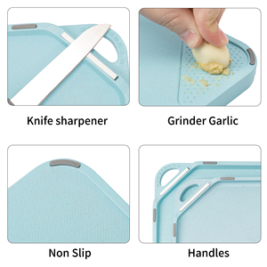 Tabla de cortar de PP de paja de trigo ecológico de grado alimenticio sin BPA de doble cara, bloque de cortar no tóxico con mango de ranura de jugo para Cocina - Product Image 3