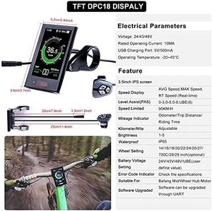 Greenpedel-Interruptor de pantalla LCD de colores Bafang DPC18, puerto USB para bicicleta eléctrica, <span class=keywords><strong>Kit</strong></span> de conversión de Motor de accionamiento medio - Product Image 2