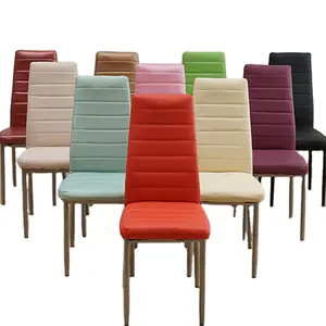 Ensemble table de salle à manger, 6 chaises, meubles de salle à manger, bon marché, pieds en métal, revêtement PVC en cuir