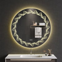 Espejo de Baño con Marco de Vidrio Iluminado por LED, Montado en la Pared, con Enchufe, Pantalla Táctil, Antivaho, Funciones Inteligentes, Diseño Creativo para Hotel