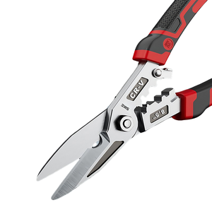 Stainless Steel Heavy Duty Multi-Purpose DIY Tin Snips with Smooth <b>Edge</b> <b>Rubber</b> Handles for Cutting Metal Plastic Leather Cable - Product Image 6