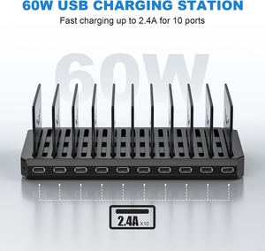 Stazione di Ricarica USB da Tavolo con 10 Porte, Dock di Ricarica Rapida, Protezione Antistatica, Caricatore per Cellulari per Aree di Ricarica Pubbliche - Product Image 6