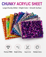 Feuille acrylique colorée à paillettes éclatantes, panneau décoratif irisé en PMMA pour découpe laser, bijoux, artisanat DIY et présentation