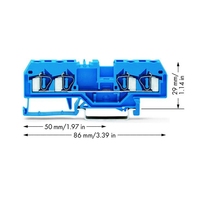 Bloque de terminales de 4 conductores, 281-654, 4 mm2, azul, control industrial, programación PLC, RS485, 10 Uds.