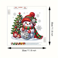 Peinture Diamant DIY 30x30cm à Formes Partielles Spéciales, Motif Bonhomme de Neige et Arbre de Noël, Artisanat en Strass de Cristal