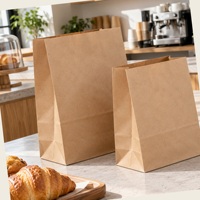 Sacs en papier kraft personnalisés imprimés SOS sans poignées pour boulangerie, restaurant, emballage à emporter, vente en gros, approvisionnement B2B