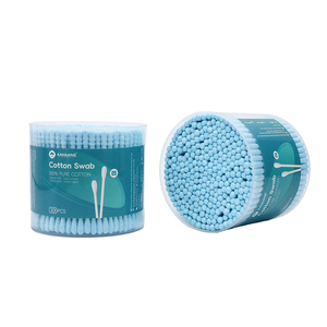 Hisopos de Algodón con <span class=keywords><strong>Punta</strong></span> Redonda <span class=keywords><strong>Azul</strong></span> de Doble Precisión, 300 Unidades, Hisopos de Algodón con Palito de Papel y Caja de PP - Product Image 5