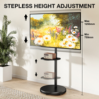 Support de Moniteur Mobile YOMI sur Roulettes pour Écrans de 17 à 35 Pouces, Chariot TV Inclinable et Pivotant à 360°, Hauteur Réglable avec Câble