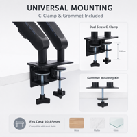 Nouveau support de moniteur à double bras, support pour ordinateur portable compatible avec les écrans de 17 à 32 pouces, réglable à plusieurs angles et personnalisable