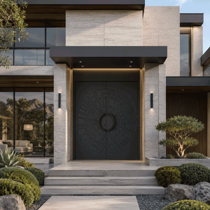 Porte d'entrée moderne minimaliste en aluminium, résistante aux ouragans, insonorisée, à rupture de pont thermique, cadre fin, pour villa – Approvisionnement direct usine - Product Image 2