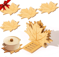 Sous-plats en bambou réutilisables écologiques personnalisés, grands sous-plats résistants à la chaleur, ensemble de sous-plats, design feuille d'érable pour table à manger