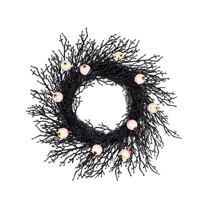 Couronne d'Halloween artificielle personnalisée en usine, décoration d'intérieur, couronne d'Halloween noire - Product Image 1