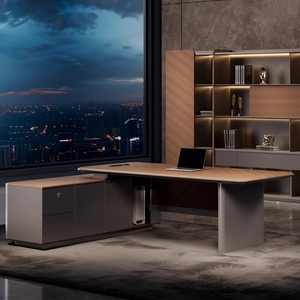 Escritorio de oficina ejecutivo de lujo moderno Escritorio de melamina de madera MDF duradero para computadora Boss Manager para el hogar Edificio de oficinas Certificado CE - Product Image 5