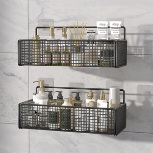 Étagère de rangement pour salle de bain Mastig, 35 cm, fixation murale sans perçage, type crochet, en fer, pour organiser les serviettes de douche - Product Image 4